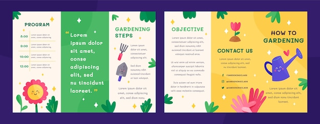 Free vector hand drawn flat design gardening template