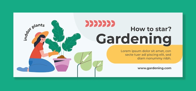 Hand drawn flat design gardening template