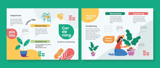 Hand drawn flat design gardening template