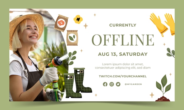 Free vector hand drawn flat design gardening twitch background