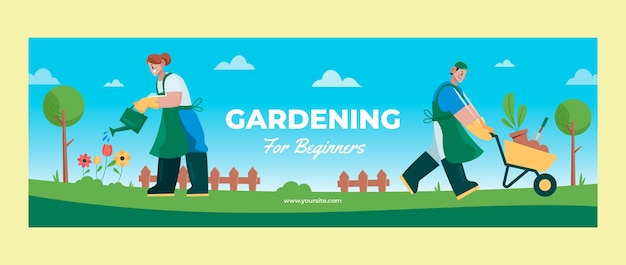 Hand drawn flat design gardening twitter header