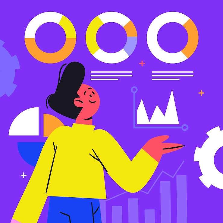 Free Vector hand drawn flat design gathering data in business concept