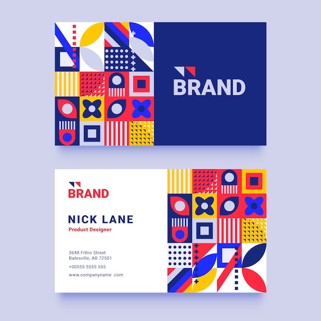 Free vector hand drawn flat design geometric business card