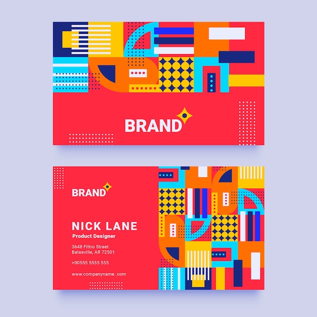 Hand drawn flat design geometric business card