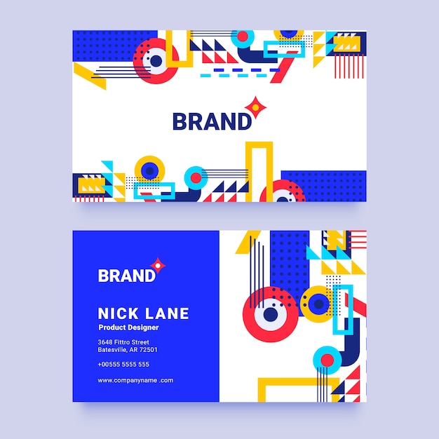 Hand drawn flat design geometric business card