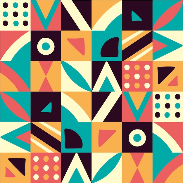 Hand Drawn Flat Design Geometric Mosaic Pattern