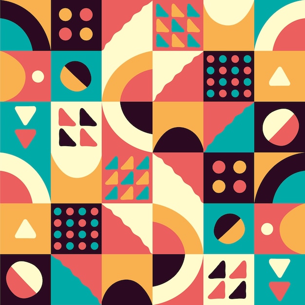 Hand drawn flat design geometric mosaic pattern