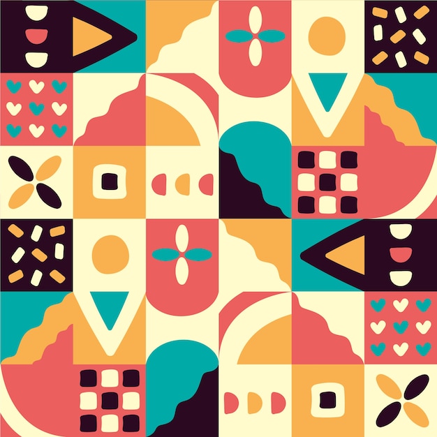 Hand Drawn Flat Design Geometric Mosaic Pattern