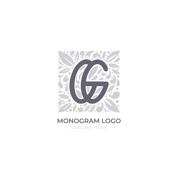 Hand drawn flat design gg logo