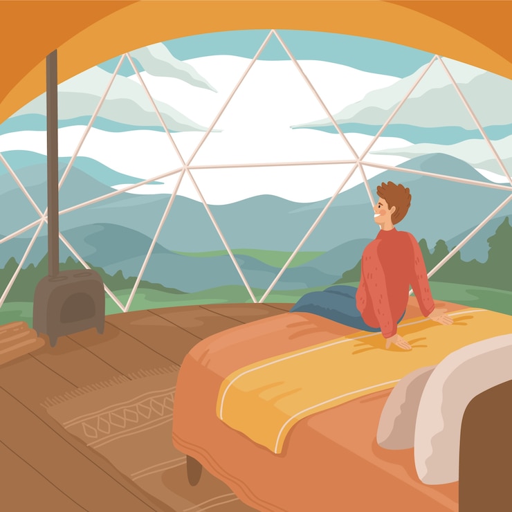 Free Vector hand drawn flat design glamping illustration