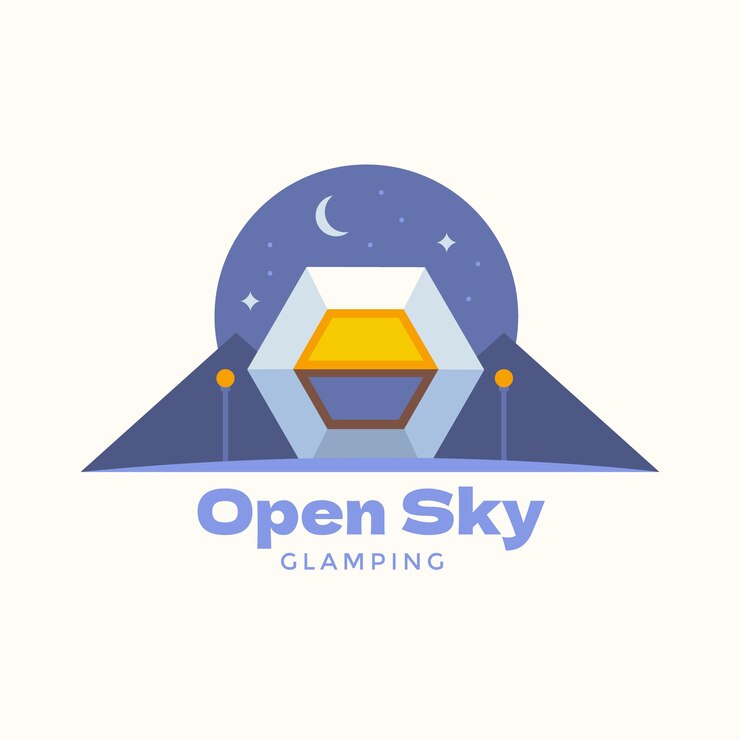 मुफ़्त वेक्टर hand drawn flat design glamping logo template