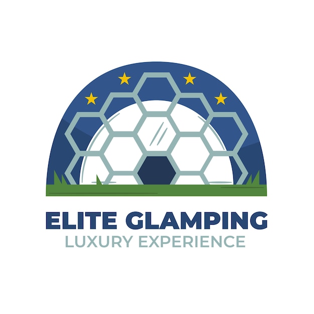 Hand drawn flat design glamping logo