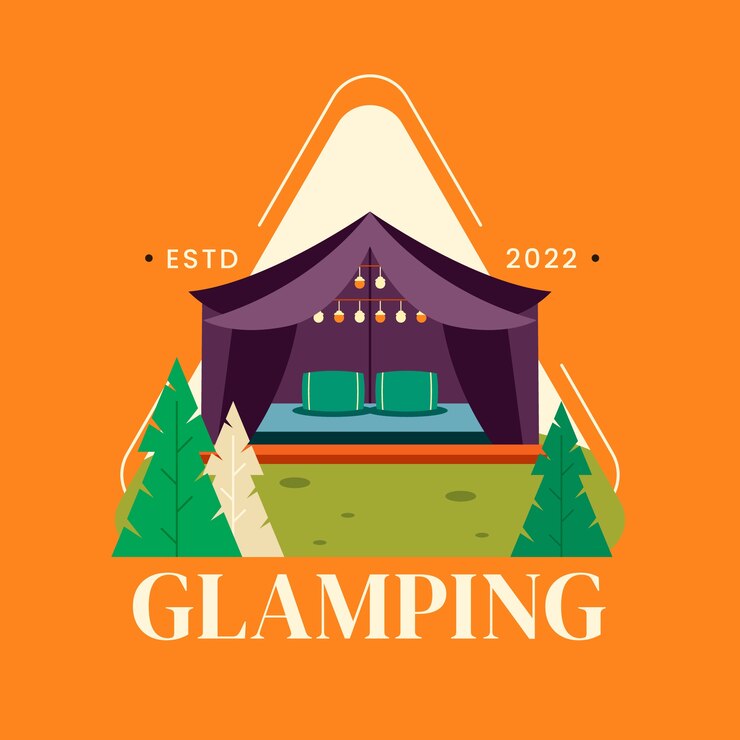 Free Vector hand drawn flat design glamping logo