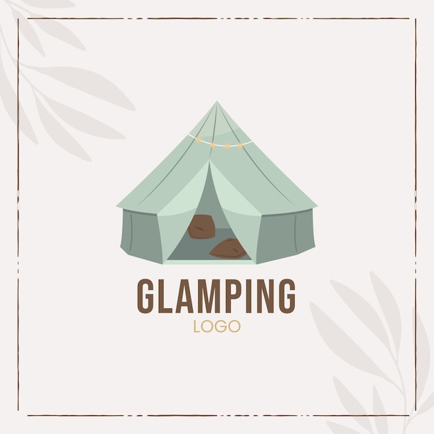 Vettore gratuito logo glamping design piatto disegnato a mano