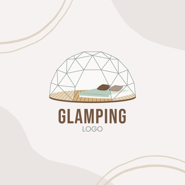 Vettore gratuito logo glamping design piatto disegnato a mano