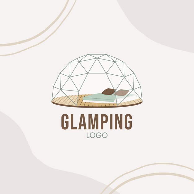 Ручной обращается плоский дизайн логотипа глэмпинга