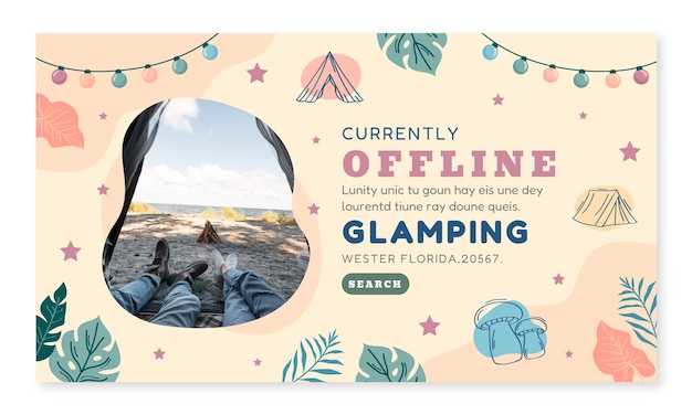 Hand drawn flat design glamping twitch background