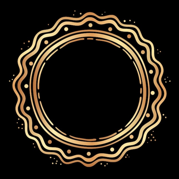 Hand drawn flat design golden frame