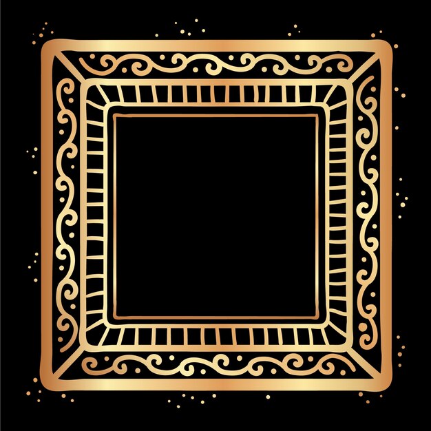 Hand drawn flat design golden frame