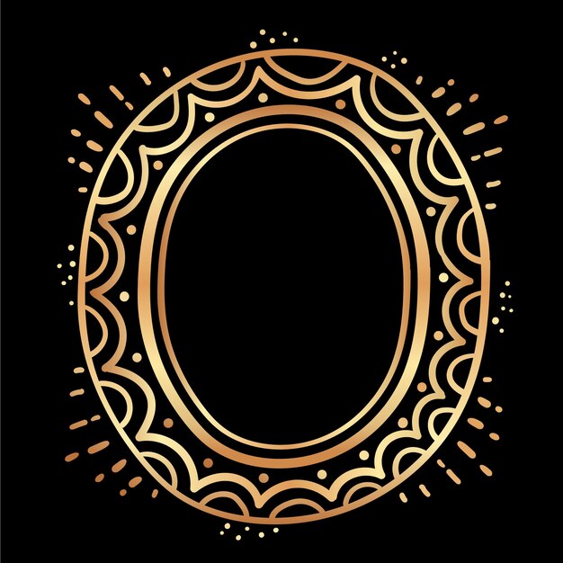 Hand drawn flat design golden frame