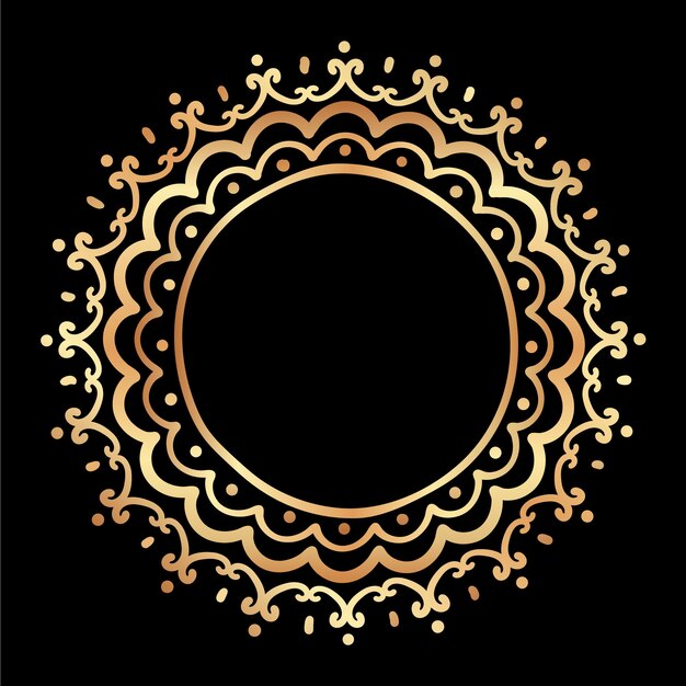 Hand drawn flat design golden frame