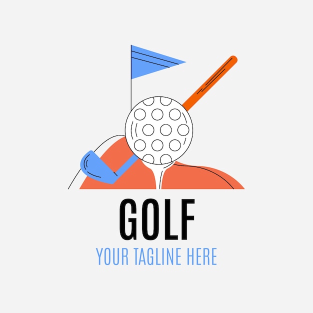 Hand drawn flat design golf logo template