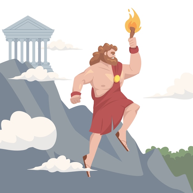 Hand drawn flat design greek mythology illustration