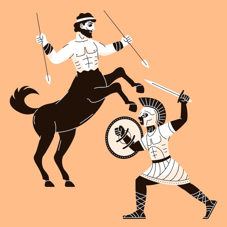 Free Vector hand drawn flat design greek mythology illustration