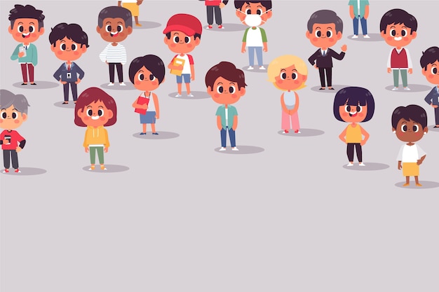 Free vector hand drawn flat design group of people background composition