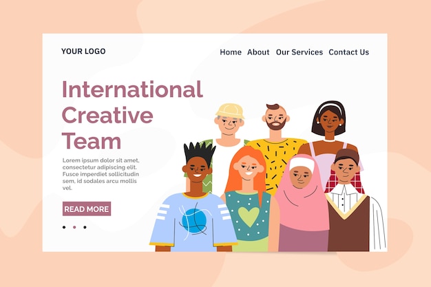 Free vector hand drawn flat design group of people landing page