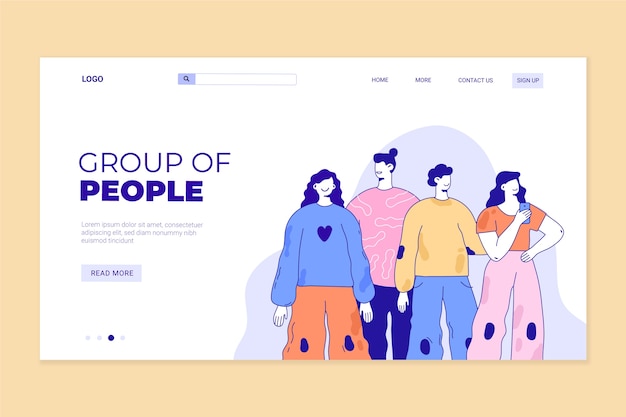 Vettore gratuito gruppo di persone di design piatto disegnato a mano pagina di destinazione