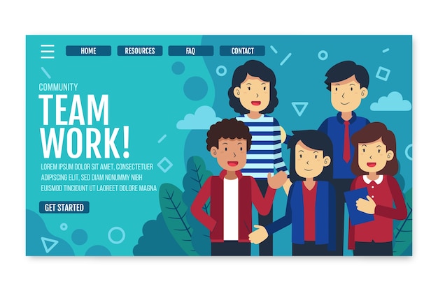 Free vector hand drawn flat design group of people landing page