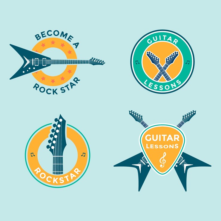 Free Vector hand drawn flat design guitar lessons template
