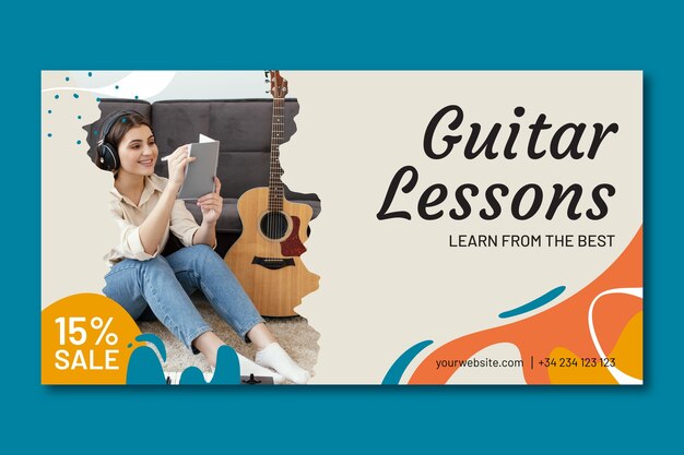 Hand drawn flat design guitar lessons