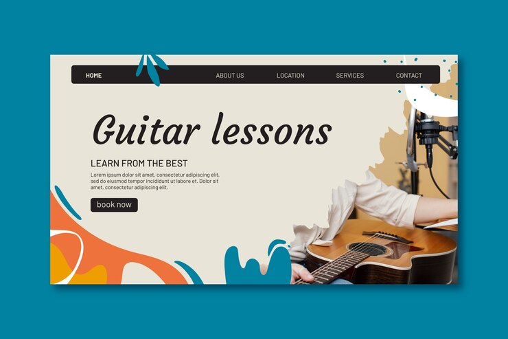 Free Vector hand drawn flat design guitar lessons