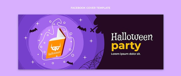 Hand drawn flat design halloween facebook cover