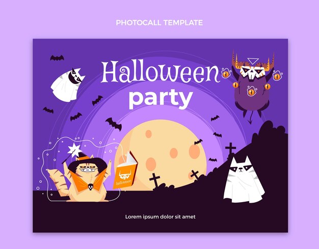 Vettore gratuito photocall di halloween design piatto disegnato a mano