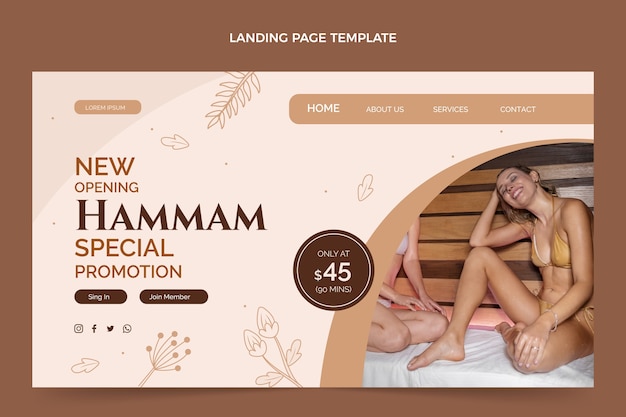 Hand drawn flat design hammam template