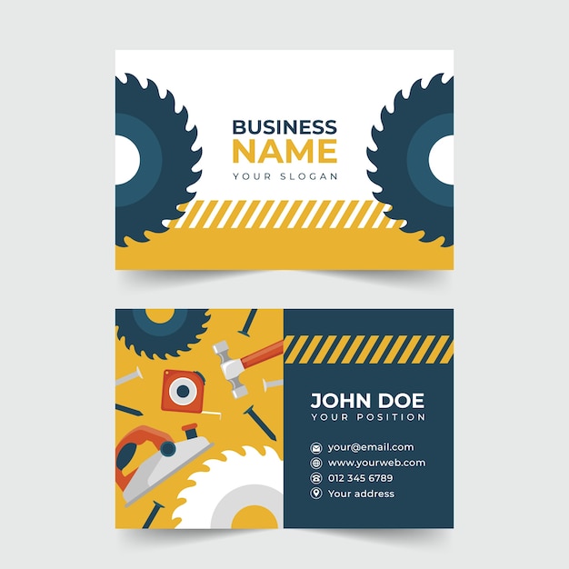 Free vector hand drawn flat design handyman business card