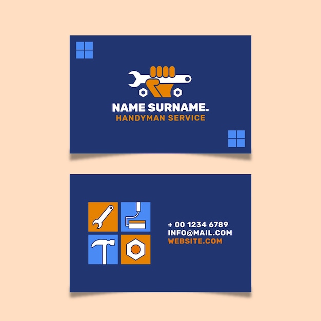 Free vector hand drawn flat design handyman business cards