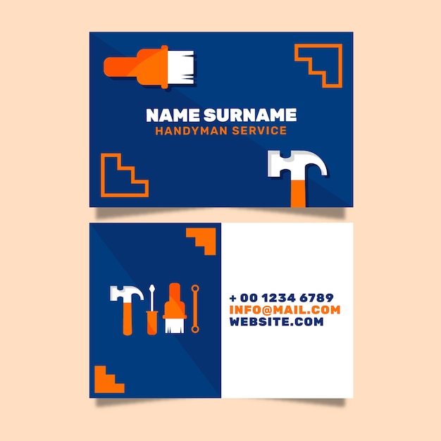 Hand drawn flat design handyman business cards