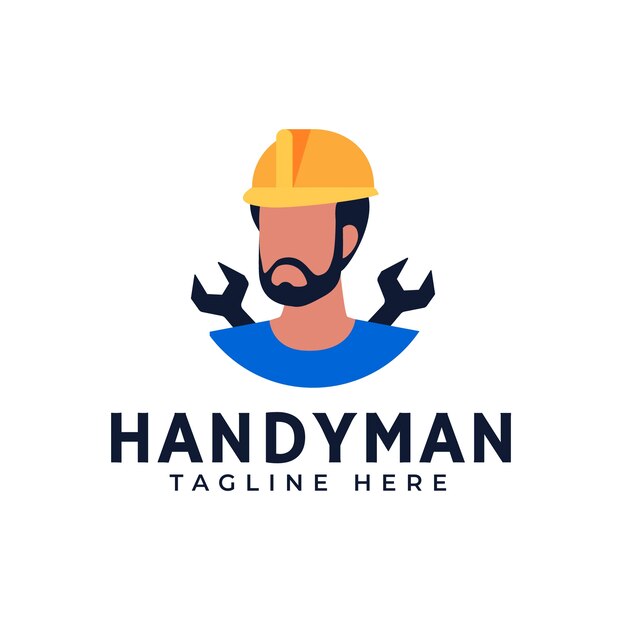 Hand drawn flat design handyman logo