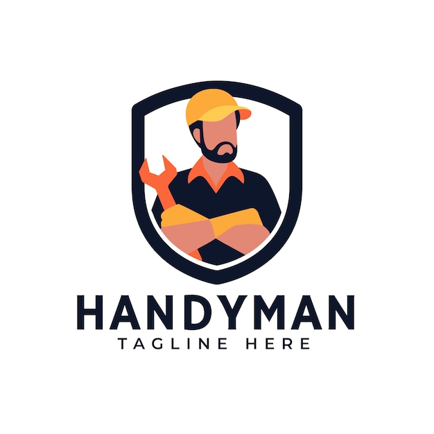 Hand drawn flat design handyman logo