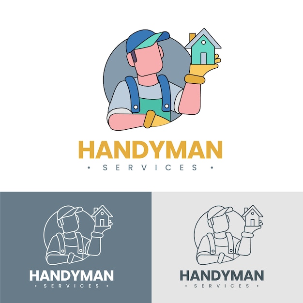 Free vector hand drawn flat design handyman logo