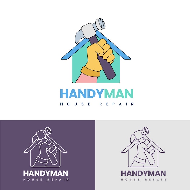 Hand drawn flat design handyman logo