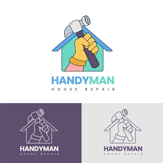 Hand drawn flat design handyman logo