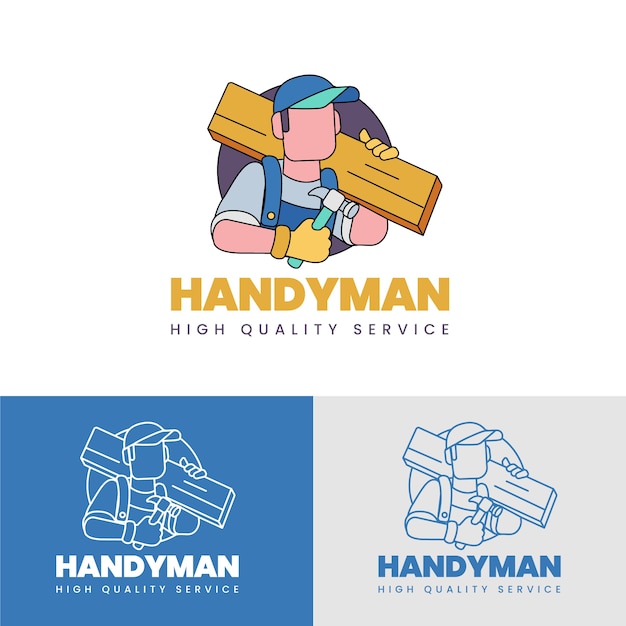 Hand drawn flat design handyman logo