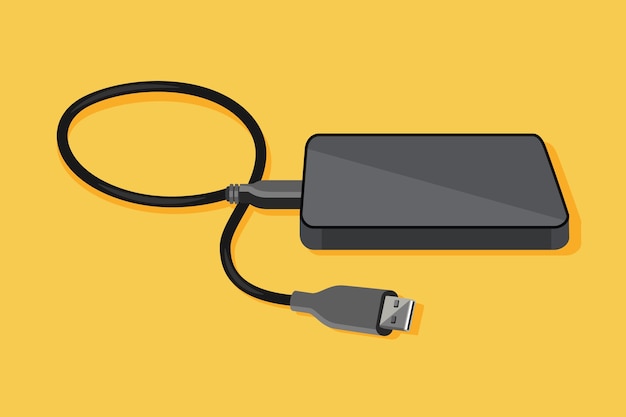 Hand drawn flat design hard drive illustration