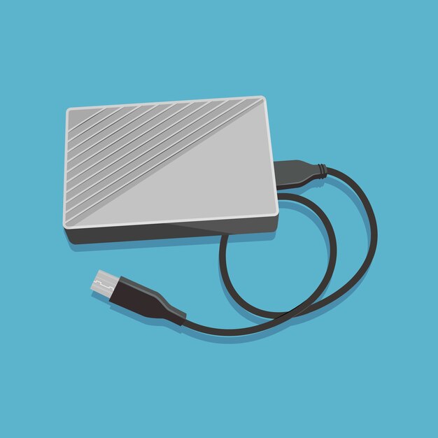 Hand drawn flat design hard drive illustration