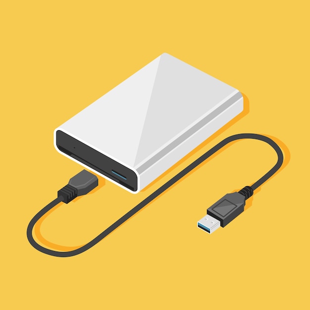 Hand drawn flat design hard drive illustration